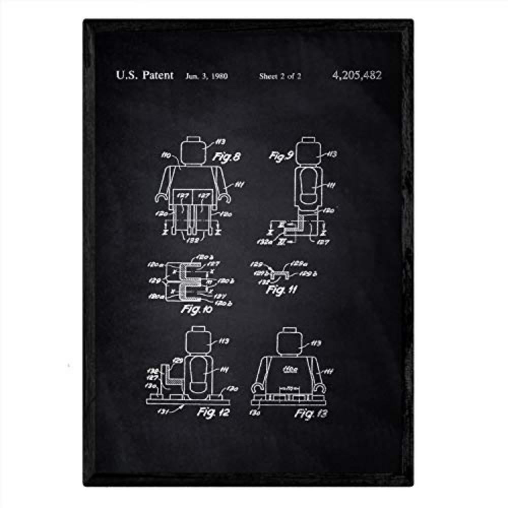 POSTER Lego Minifigur Patent A3 Rahmenlos - Schwarz, Papier (29.7/5/42cm) - Nacnic