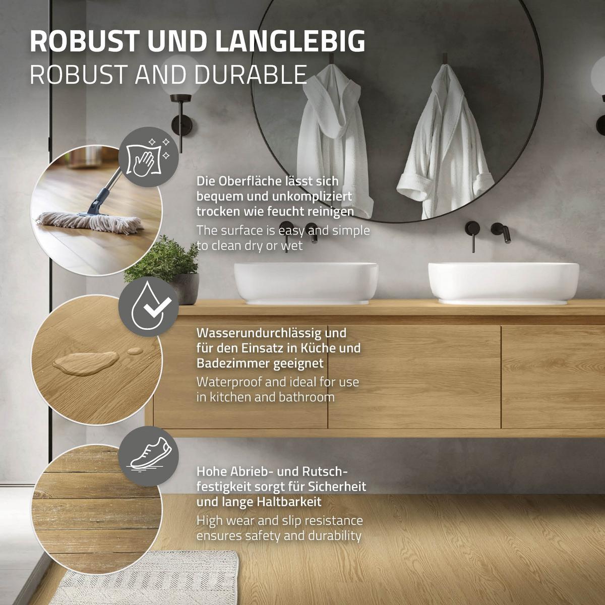 VINYLBODEN selbstklebend 2,23m²/16 Dielen Natur Eiche - Naturfarben, Kunststoff (91.5/15.3/0.2cm) - ML-DESIGN