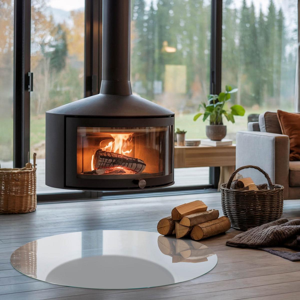 GLASPLATTE für Kamin Ø 100 cm - Grau, Glas (100/100/0.4cm) - TULUP