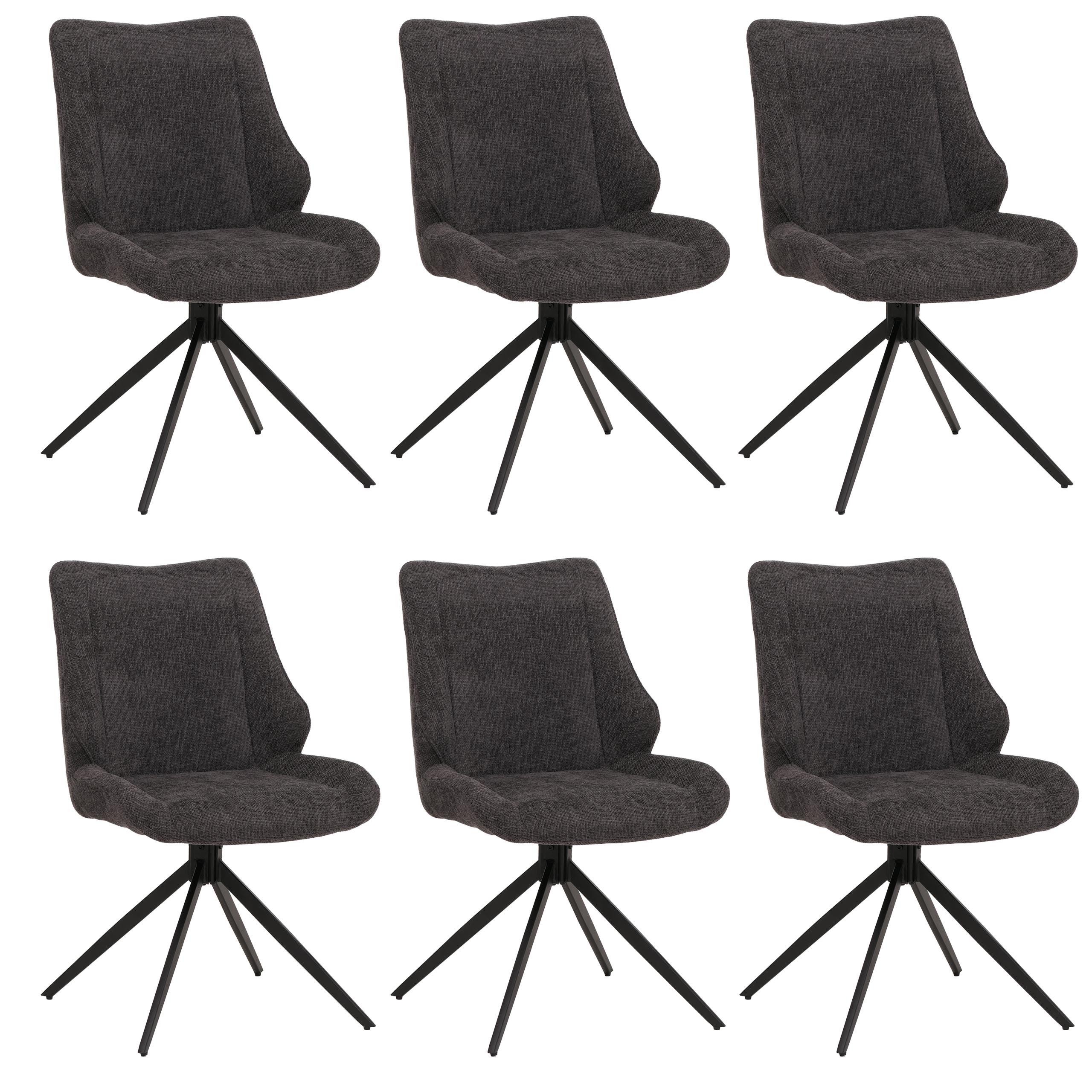 ESSZIMMERSTUHL Schwarz, Grau 6er-Set - Schwarz/Grau, Textil (55/88/62cm) - MCW