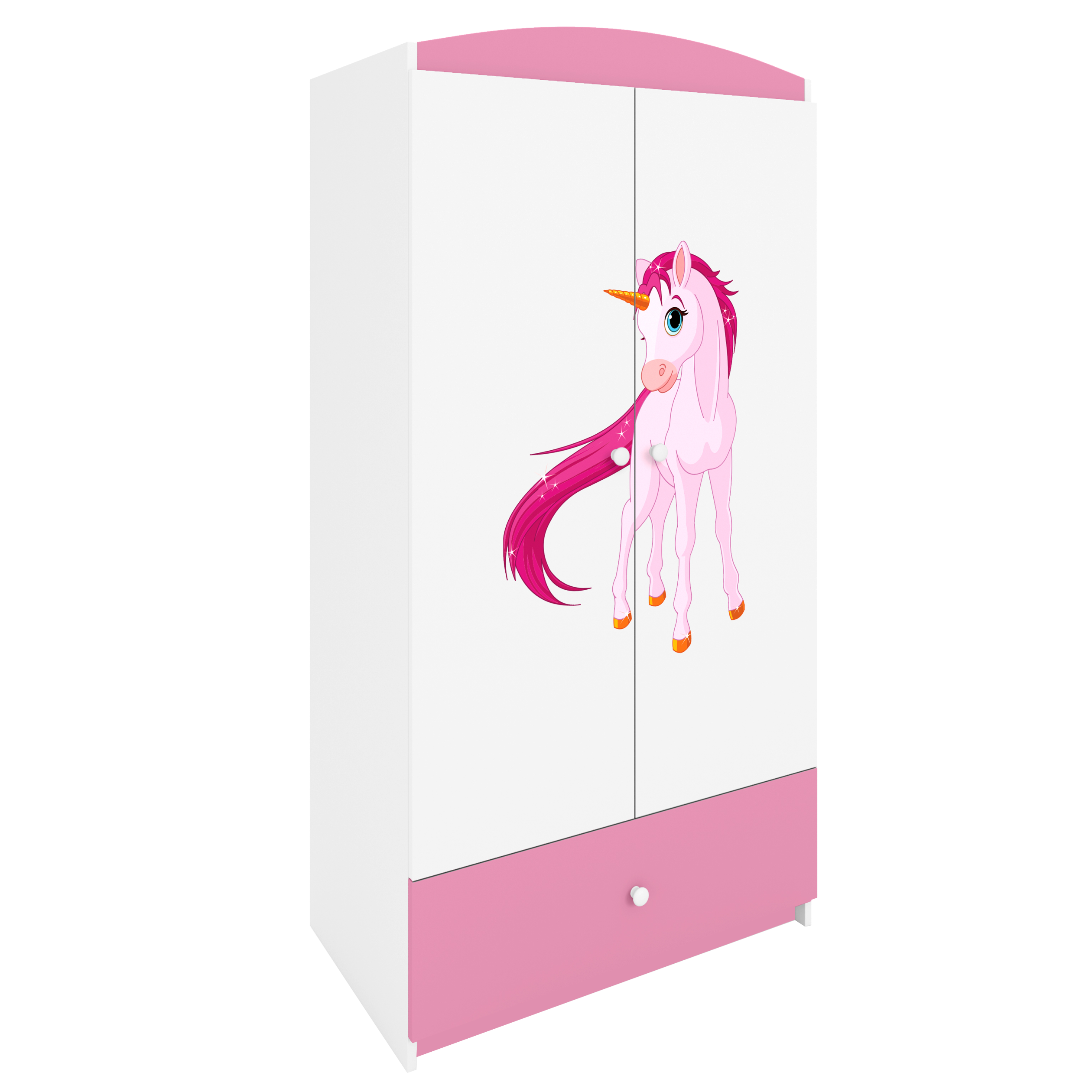 KINDERKLEIDERSCHRANK Einhorn - Hellrosa, Holzwerkstoff (90/175/52cm) - RAUMHIRSCH FURNITURE