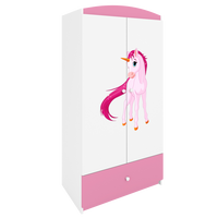 KINDERKLEIDERSCHRANK Einhorn - Hellrosa, Holzwerkstoff (90/175/52cm) - RAUMHIRSCH FURNITURE