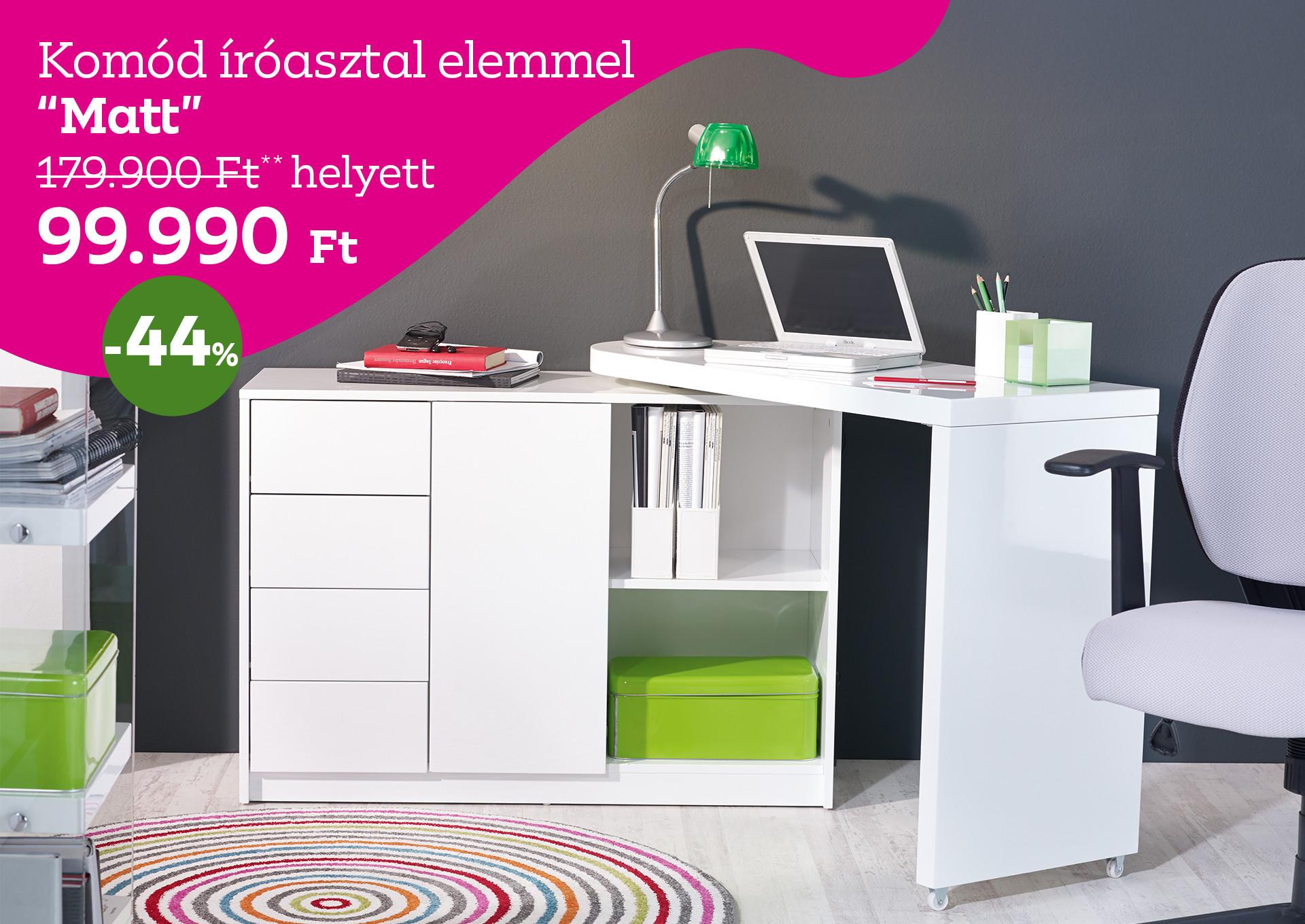 komód íróasztal elemmel MATT 179900 Forint helyett 99990 Forint, kedvezmény mértéke 44%