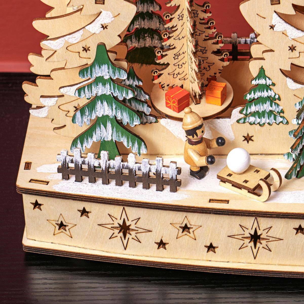 WEIHNACHTSDORF LED Winterlandschaft mit Waldszene, Weihnachtshäusern, Natur - Naturfarben, Holz (12/30/45cm) - HOMCOM