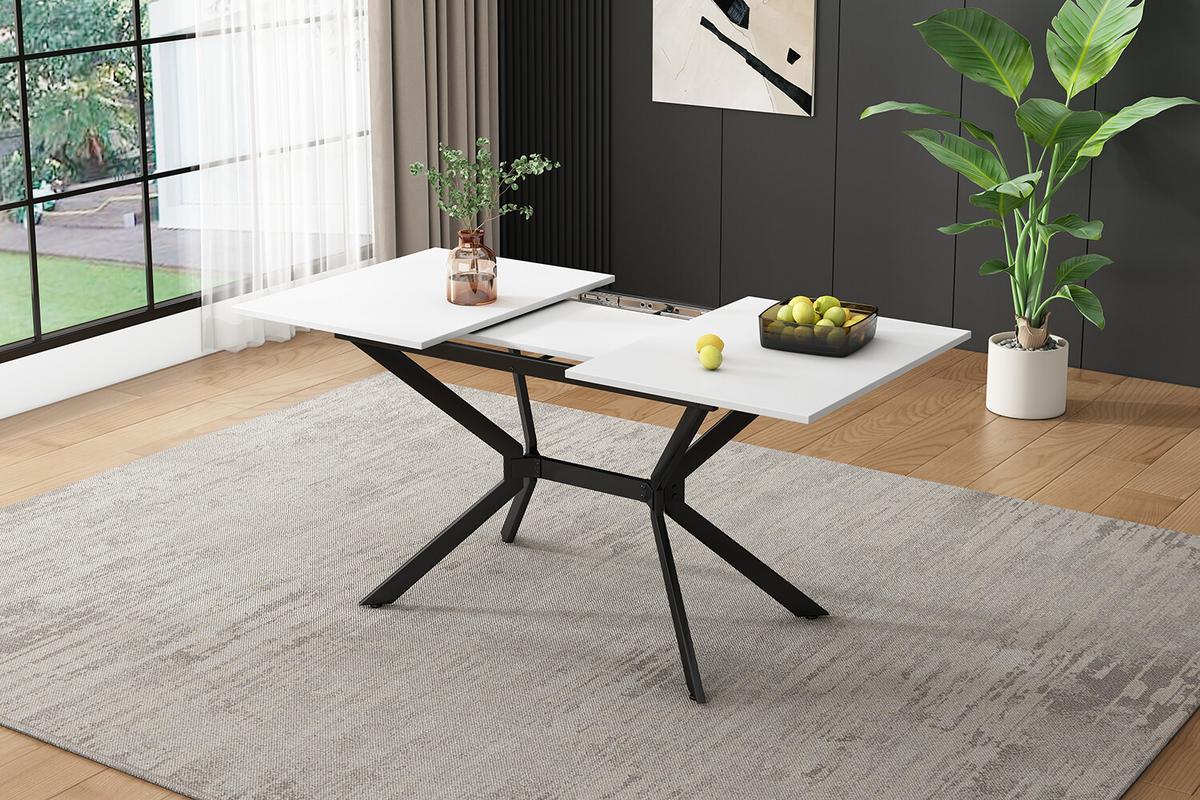 ESSTISCH Weiß 120-160/80/75 cm - Braun, Holzwerkstoff/Metall (160/80/75cm) - Urban Meuble