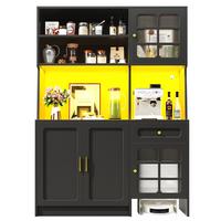 KÜCHENSCHRANK Schwarz 130x180 cm mit App-LED & Saugroboter-Garage - Schwarz, Holzwerkstoff (130/180/45cm) - Urban Meuble