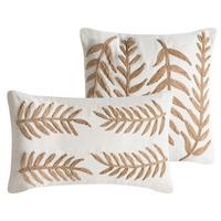 DEKOKISSEN 2er-Set Weiß 45/45 cm Garcinia - Weiß, Textil (45/45cm) - Beliani