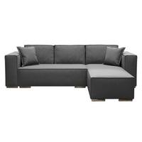 ECKSOFA L Form Vinoria Grau 255/180/82 cm Rechts mit Schlaffunktion - Chromfarben/Dunkelgrau, Textil/Metall (255/180cm) - AX Living