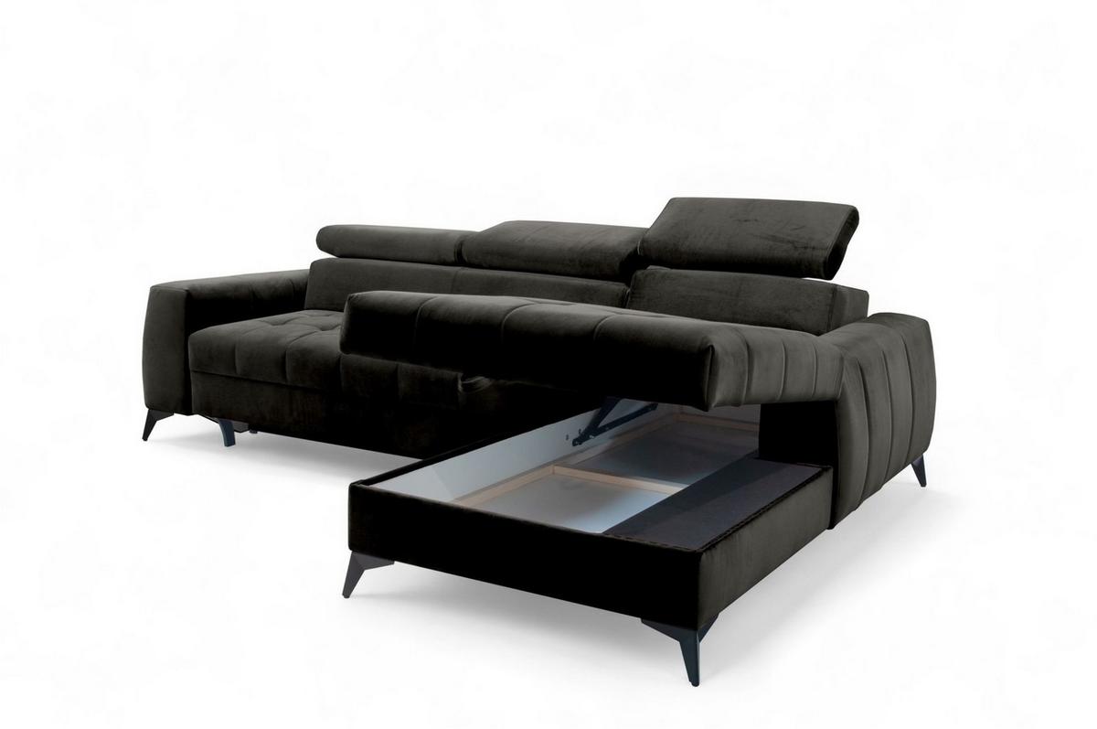 ECKSOFA Agnesa Xs In Salvador - Schwarz, Holzwerkstoff/Textil (260/200cm) - Fun Möbel