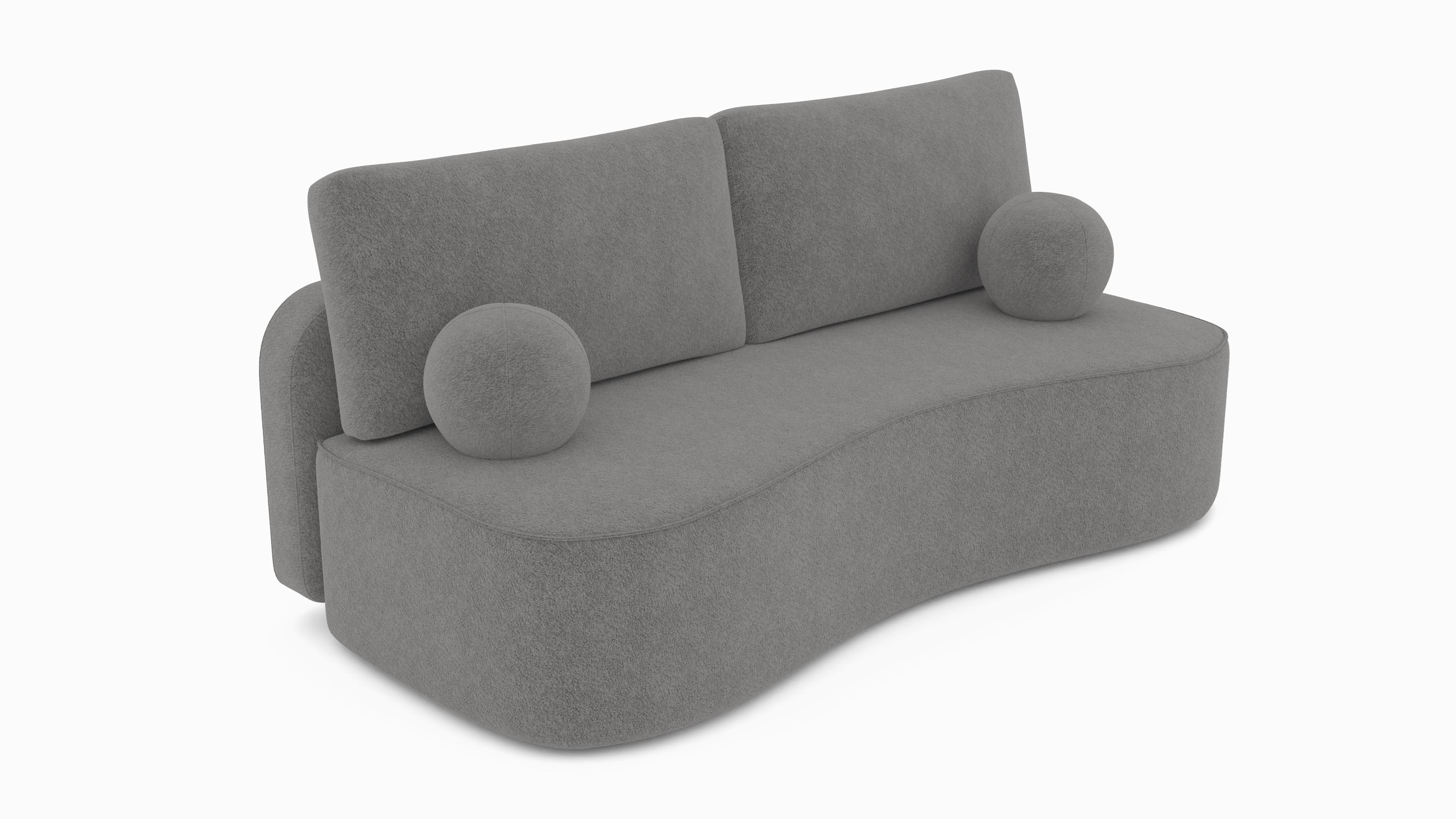 BETTSOFA ROTONDO Grau Bucle-Stoff mit Schlaffunktion - Grau, Textil (101/93/207cm) - MASSENO