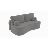 BETTSOFA ROTONDO Grau Bucle-Stoff mit Schlaffunktion - Grau, Textil (101/93/207cm) - MASSENO
