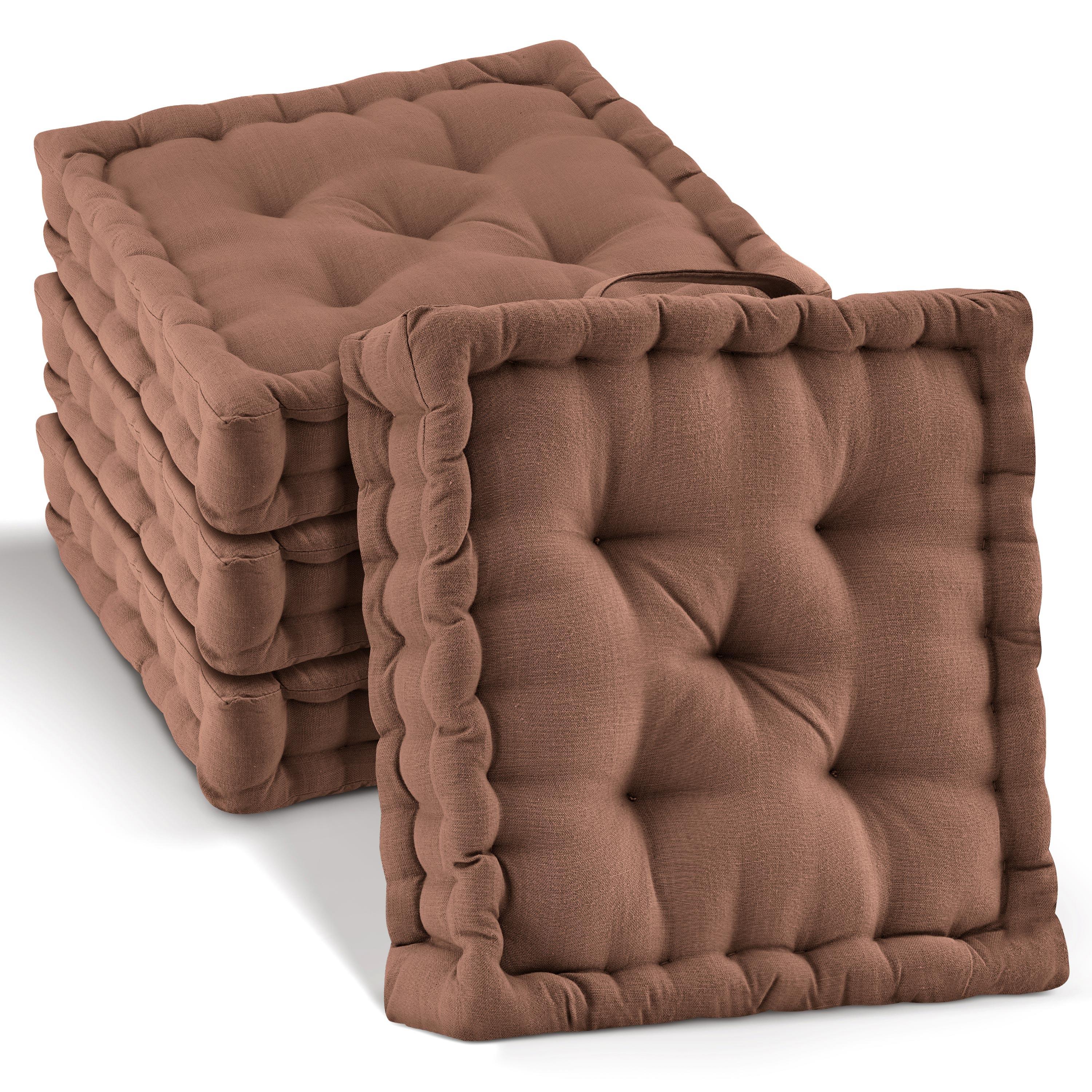 STUHLKISSEN Mila 40/40/8cm Braun (4tlg) - Braun, Textil (40/40/8cm) - Beautissu 
