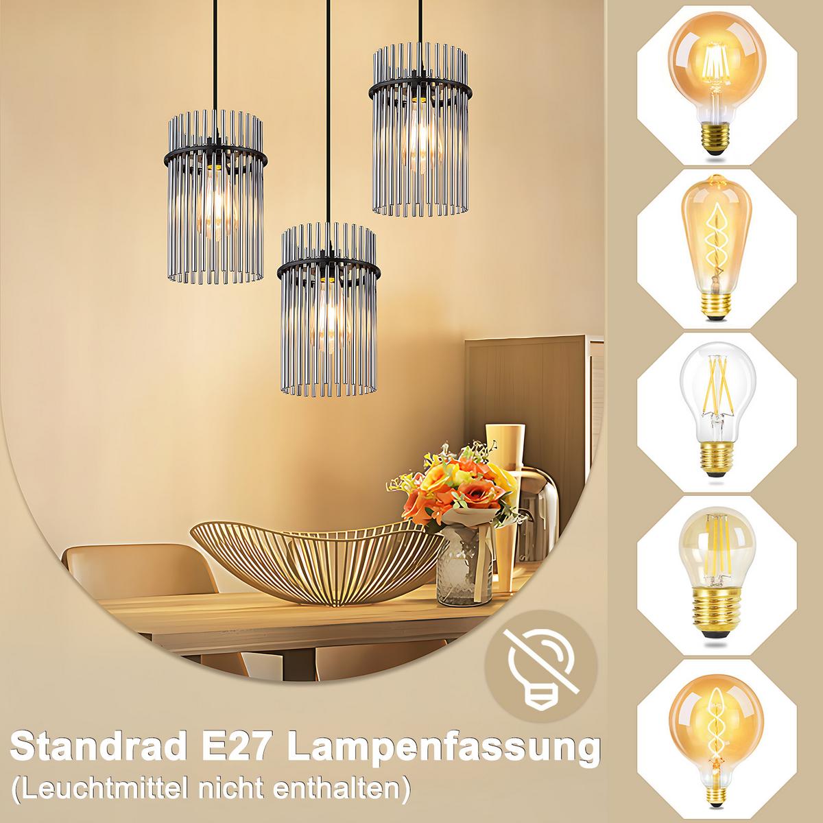 PENDELLEUCHTE John 25/25/150 cm - Schwarz, Glas (25/25/150cm) - ZMH
