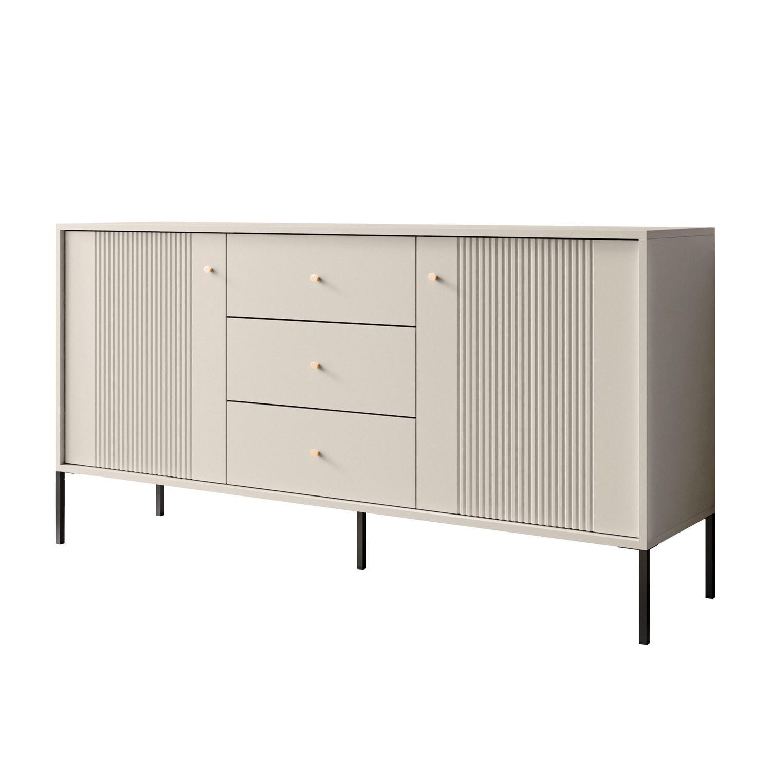 SIDEBOARD 2D3S VIVALDI mit Schubladen und geriffelten Fronten - Kaschmir, Holzwerkstoff (155/79/39cm) - Lookway