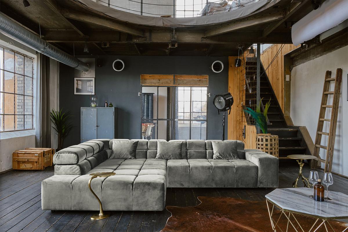 ECKSOFA MIT MOTORISCHEM SITZVORZUG NEVADA Silber Velvet Relaxfunktion - Silberfarben/Schwarz, Textil (319/215cm) - KAWOLA