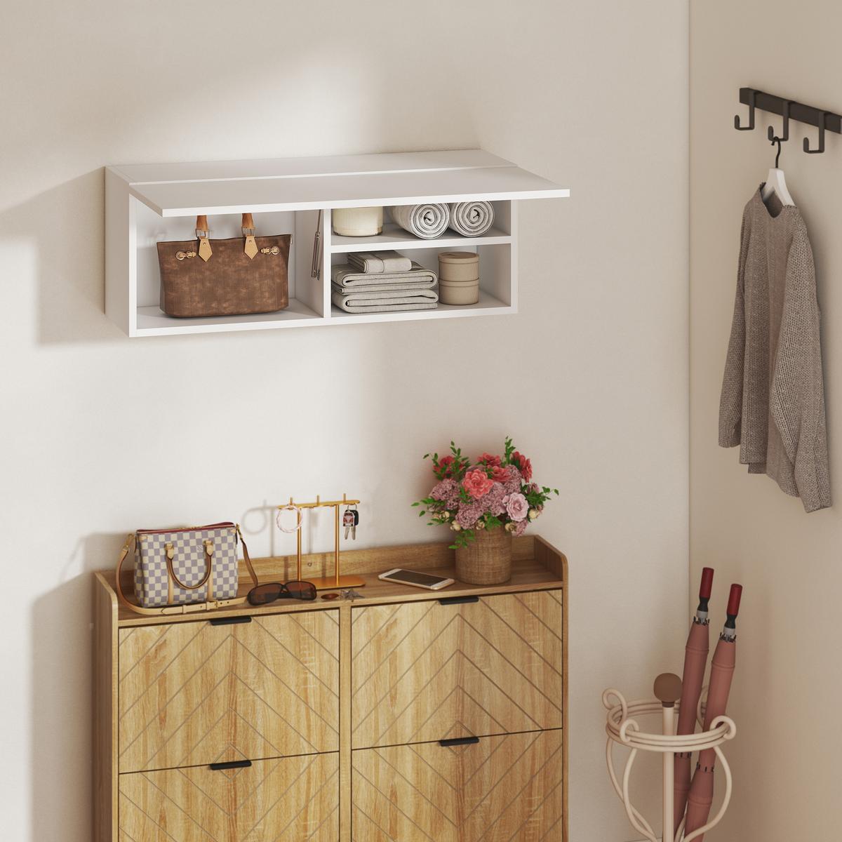 WANDSCHRANK Spanplatte Weiß - Weiß, Holzwerkstoff (25/30/80cm) - HOMCOM
