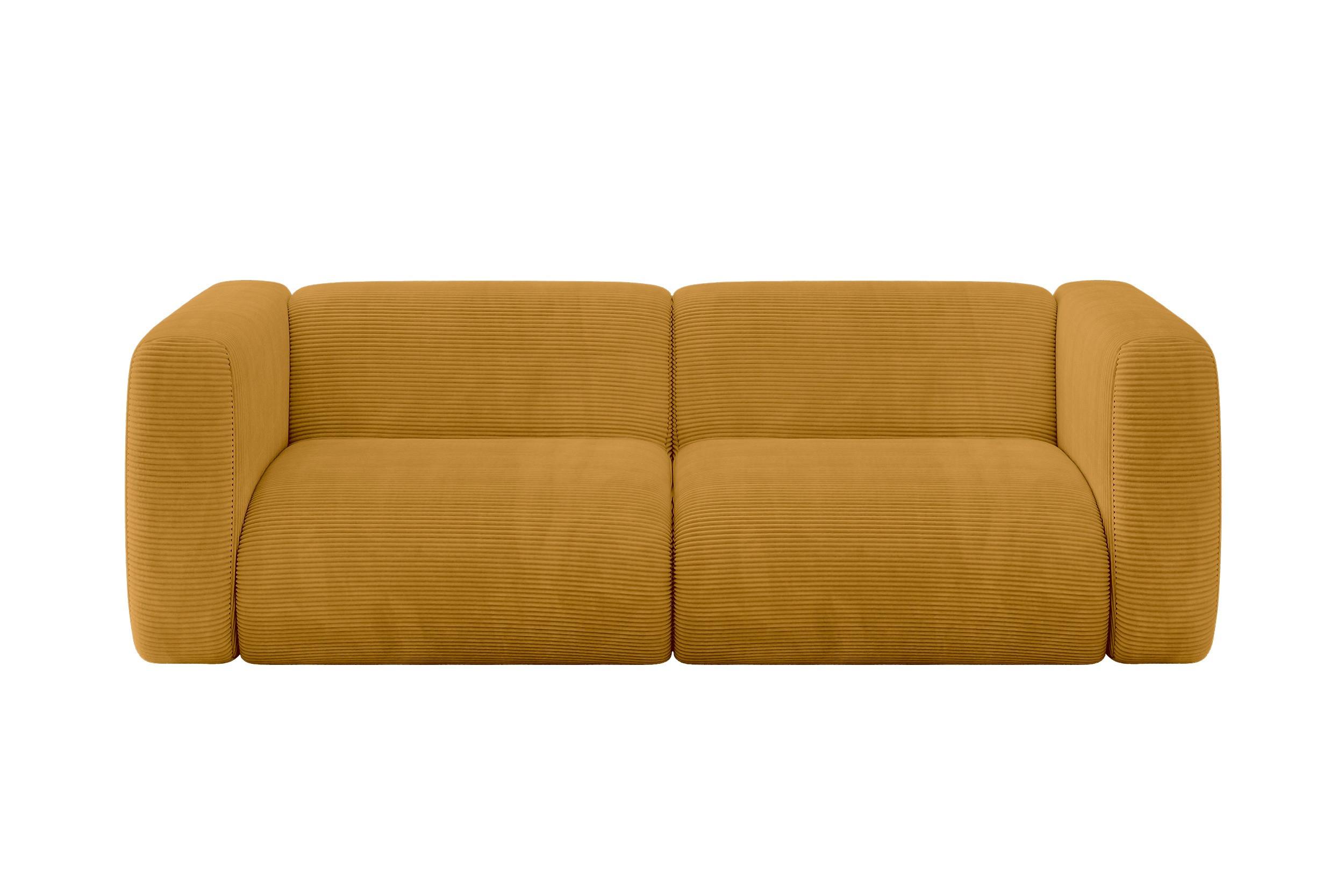 MODULARES Sofa 2-SITZER MIRA-S1 228x89x70 Senfgelb cm Cord - Currygelb/Schwarz, Holzwerkstoff/Kunststoff (228/70/89cm) - ALTDECOR