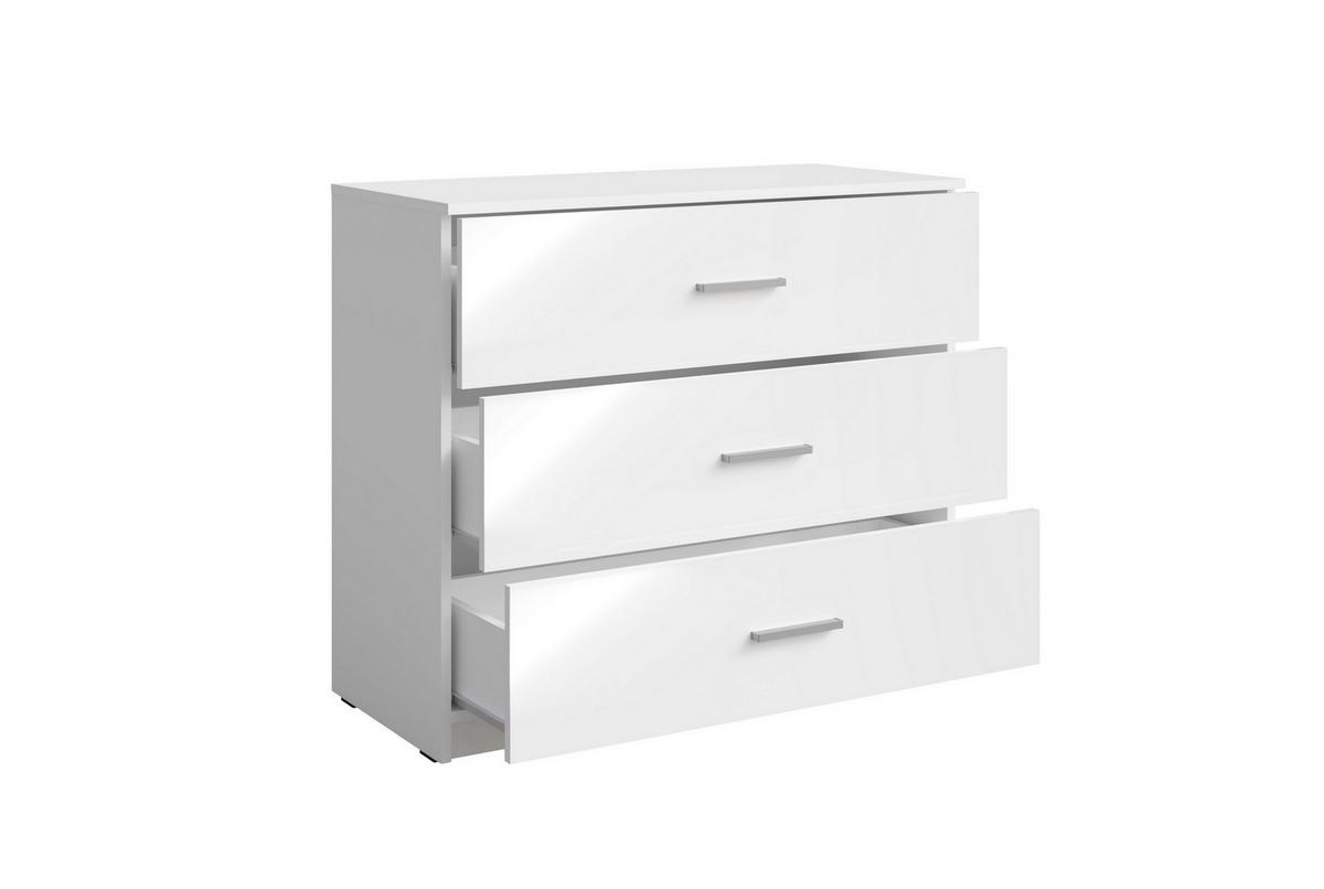 KOMMODE ELDRI 93/80,5/42cm mit 3 Schubladen Türen Weiß - Weiß, Holzwerkstoff (93/80.5/42cm) - MASSENO
