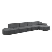 ECKSOFA Ottomane Rechts LIVO-L3 - 422x173x79,5 cm Dunkelgrau - Dunkelgrau, Holzwerkstoff/Textil (422/173cm) - ALTDECOR
