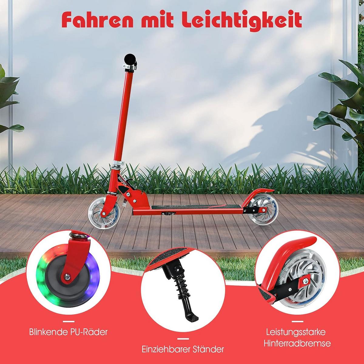 SCOOTER 85cm Rot - Rot, Metall (70/85/10cm) - COSTWAY