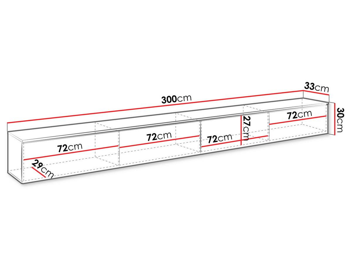TV-LOWBOARD D300 mit weißer LED Beleuchtung - Silberfarben/Graphitfarben, Holzwerkstoff/Kunststoff (300/30/33cm) - MIRJAN24