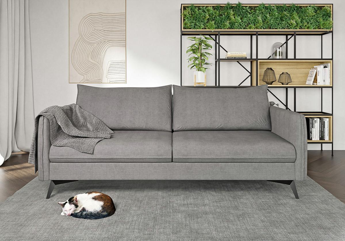 3-SITZER-SOFA Pulse Grau Luxusmicrofaser - Schwarz/Grau, Holz/Textil (199/86/91cm) - S-Style Möbel