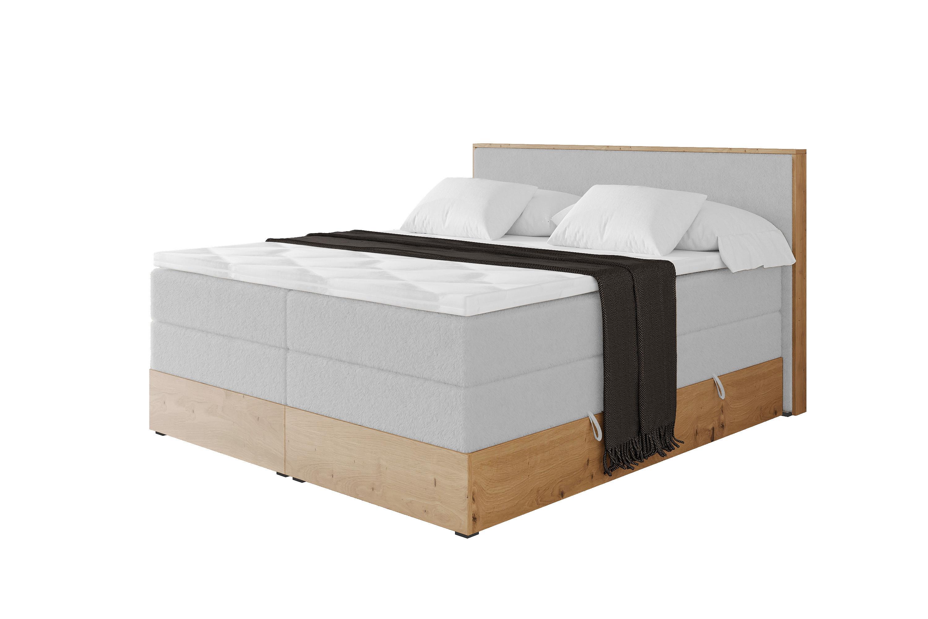 BOXSPRINGBETT LOLLI9 -KING 120x200 - H3/H4 Hellgrau - Hellgrau, Holzwerkstoff (120/200cm) - ALTDECOR