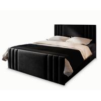 BOXBETT KANES 140x200 cm mit Matratze und Topper - Schwarz - Schwarz, Holz (140/200cm) - MASSENO