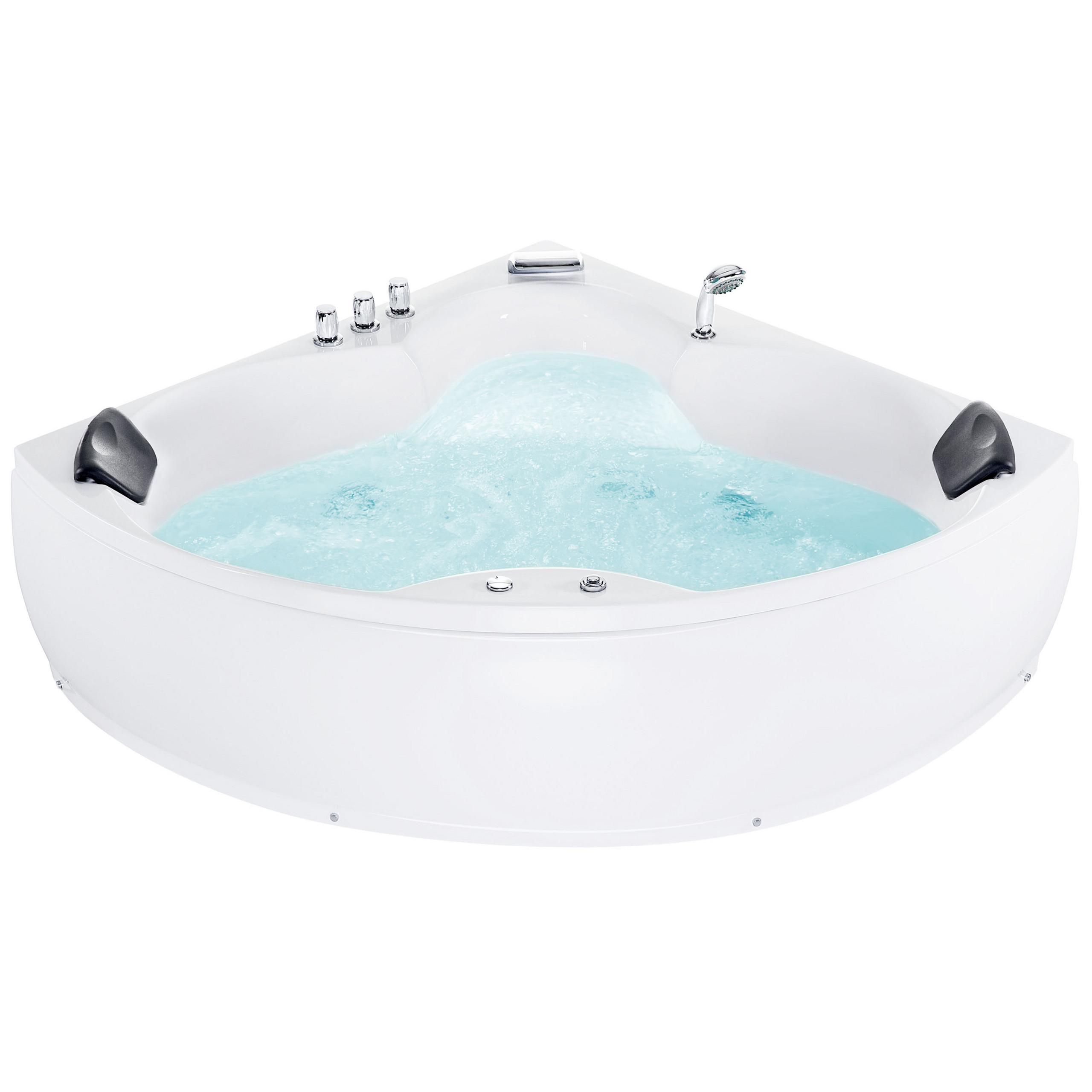 WHIRLPOOL-BADEWANNE mit LED 150x205x56 cm weiß Senado - Weiß, Kunststoff (150/56/205cm) - Beliani