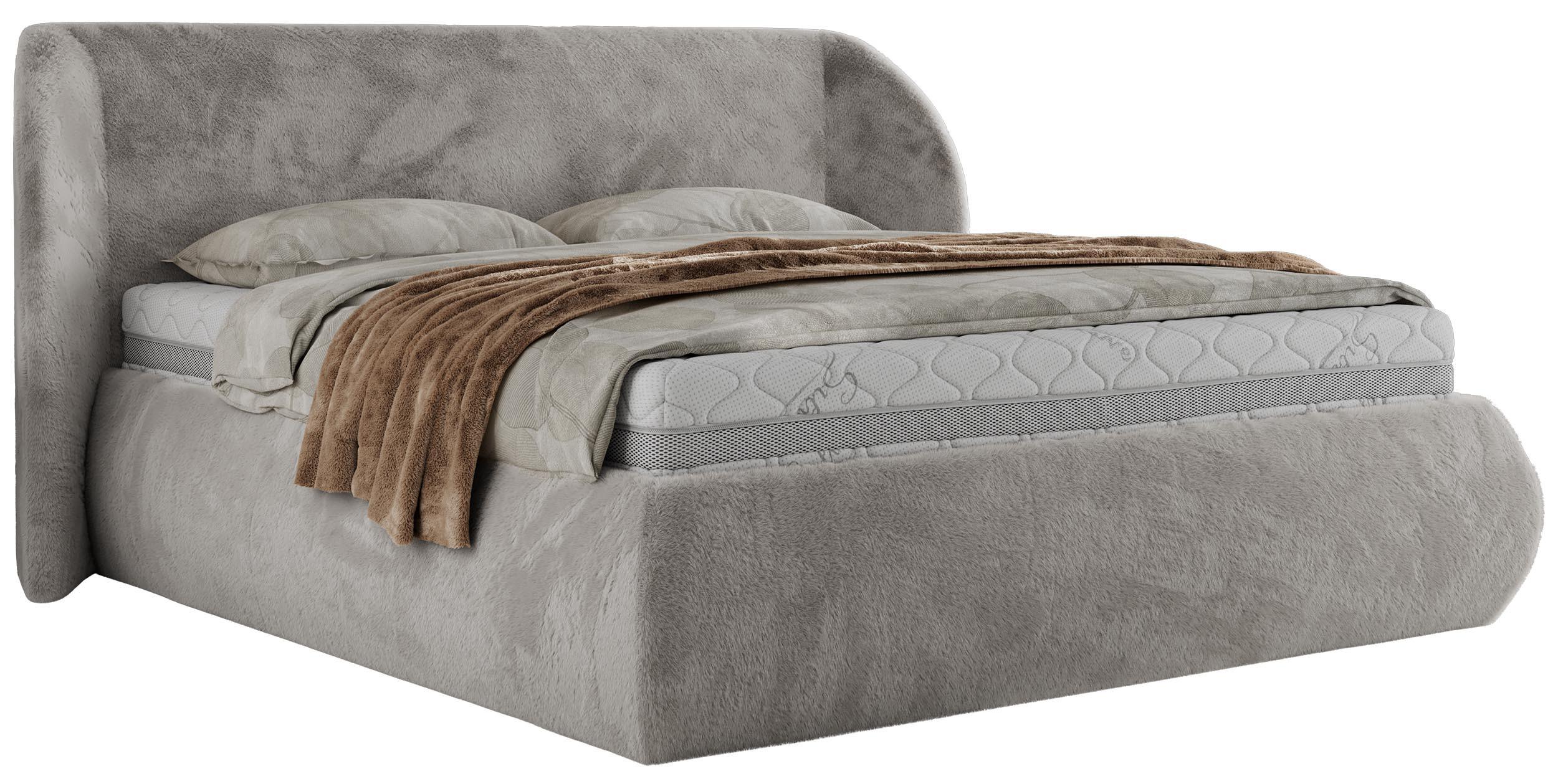 POLSTERBETT CAELA CLASSIC 140/200 - Hellgrau Plüsch - ohne Matratze - Hellgrau, Textil (140/200cm) - MKS