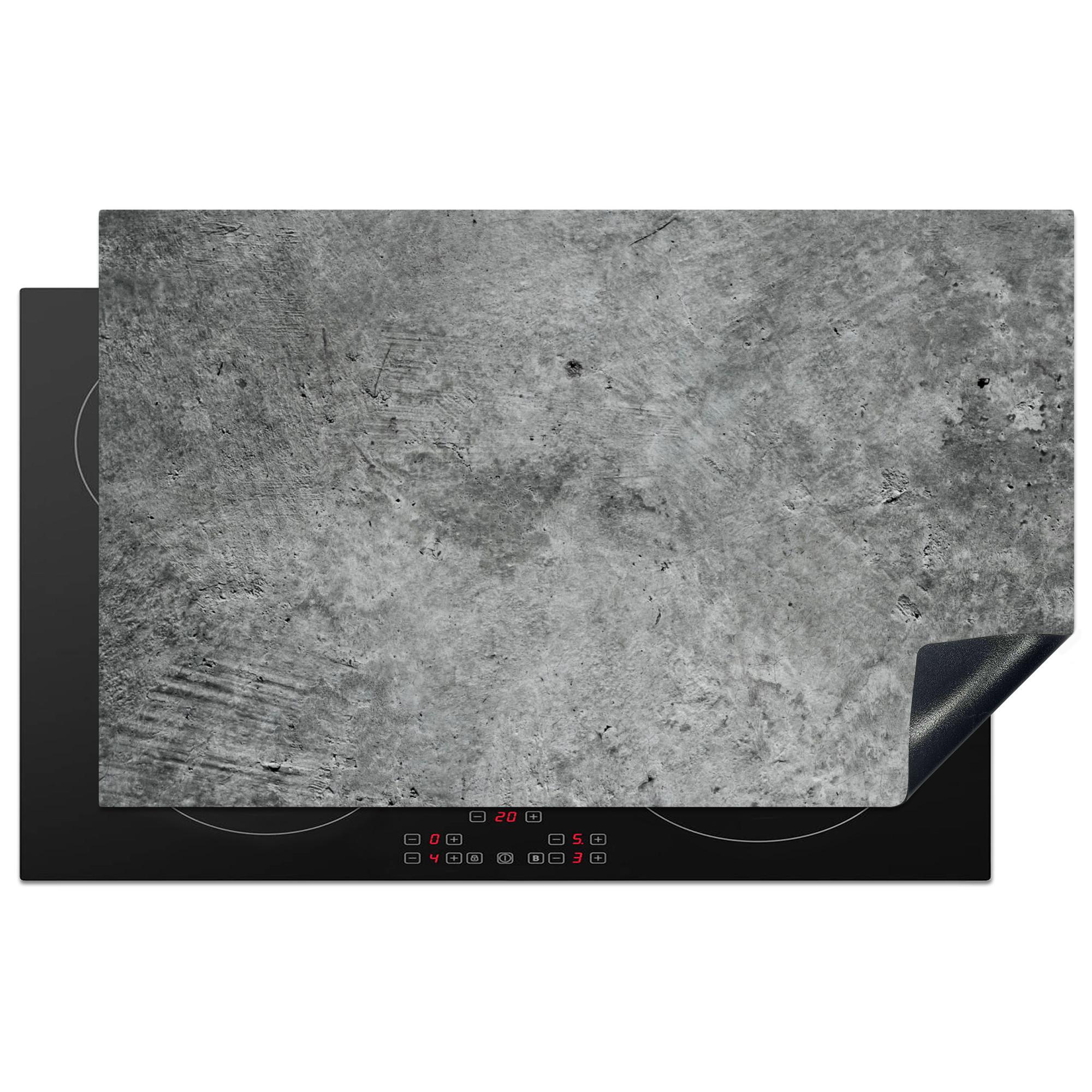 HERDABDECKPLATTE Beton - Schiefer - Grau -Betonstruktur Induktionsmatte 83x51 cm - Grau, Kunststoff (83/51.5/0.2cm) - MuchoWow