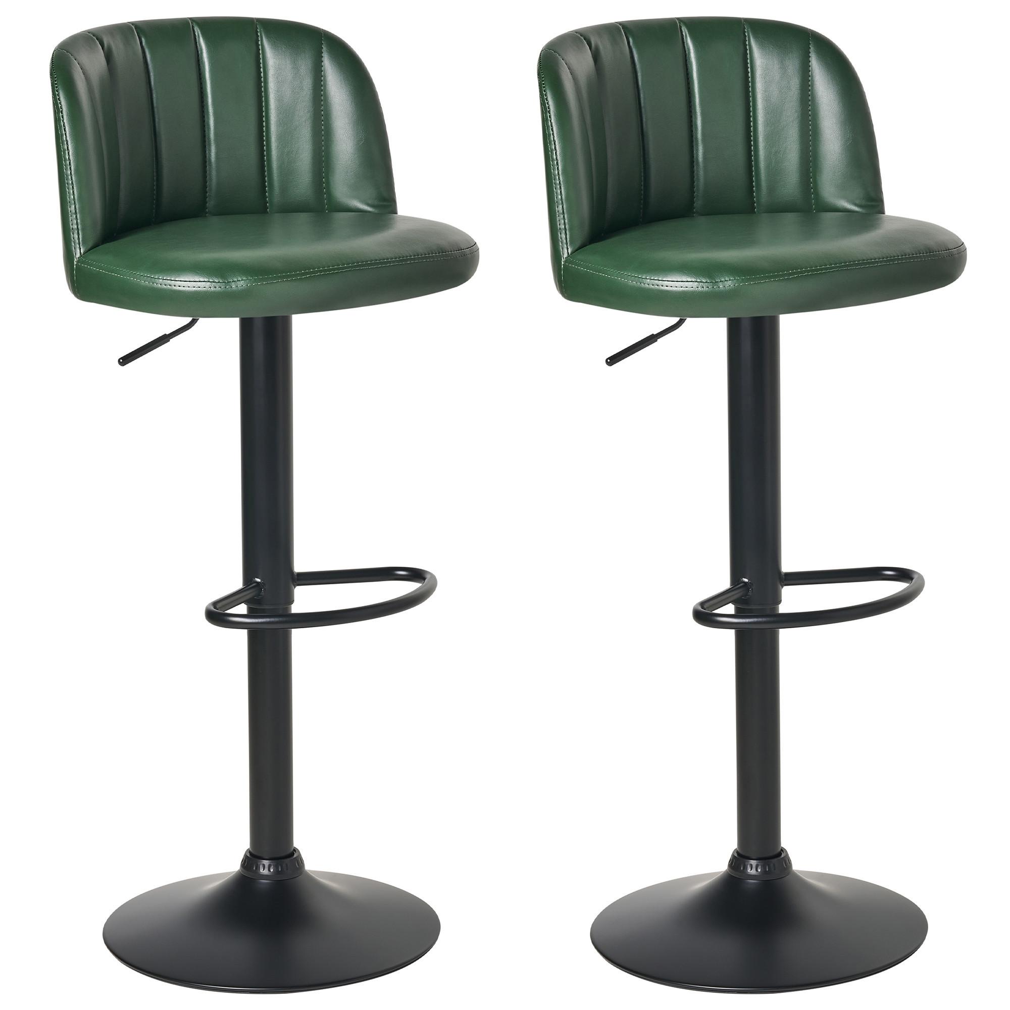 BARHOCKER 2er-Set Kunstleder drehbar Dunkelgrün Vlore - Schwarz/Grün, Kunststoff (45/82/46cm) - Beliani
