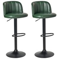 BARHOCKER 2er-Set Kunstleder drehbar Dunkelgrün Vlore - Schwarz/Grün, Kunststoff (45/82/46cm) - Beliani