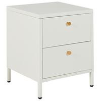 NACHTTISCH weiß 2 Schubladen Kylea - Goldfarben/Weiß, Metall (43/55/40cm) - Beliani