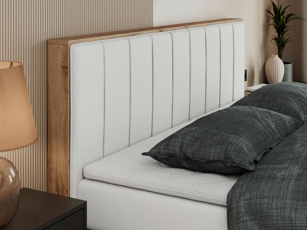 BOXSPRINGBETT BELLISSIMO KING 160/200 Weiß Kunstleder - H3 - Weiß, Holz/Textil (160/200cm) - MKS