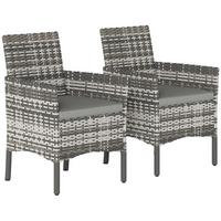 RATTANSTÜHLE 2er Set PE-Rattan Stahl Grau - Grau, Textil/Metall - Outsunny