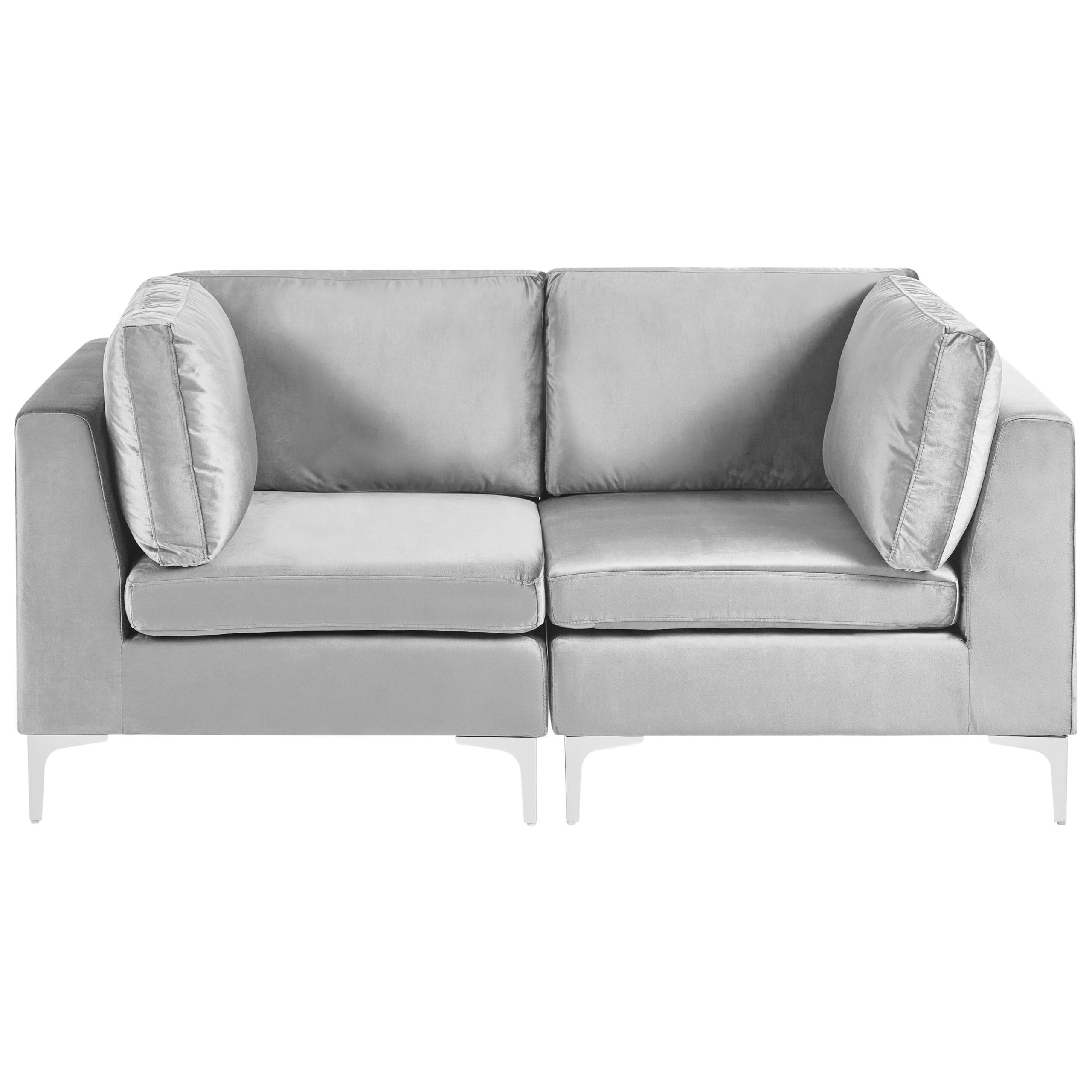 MODULSOFA 2-Sitzer Grau Samtstoff Evja - Dunkelgrau, Textil (170/84/85cm) - Beliani
