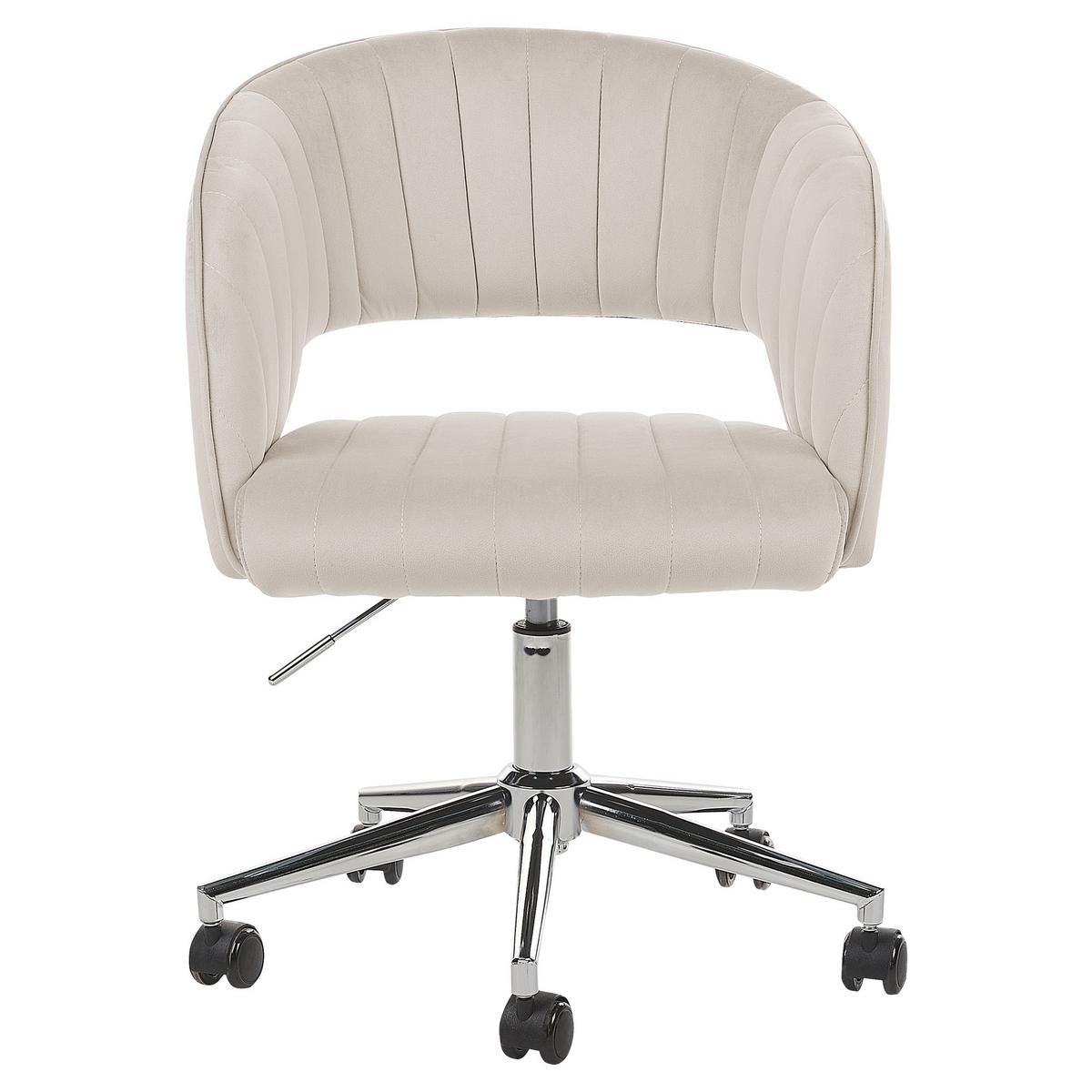 BÜROSTUHL Samtstoff Helles Beige Katonah - Beige/Silberfarben, Textil (57/78/57cm) - Beliani