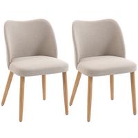 ESSZIMMERSTÜHLE 2er Set Polyester Cremeweiß - Creme, Textil (46/76/52cm) - HOMCOM