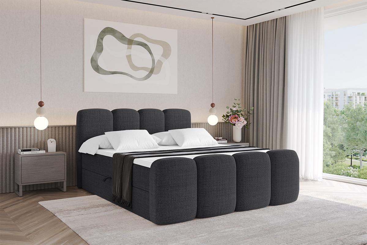 BOXBETT mit Matratze H4 und Lattenrost - NINA-Z - 120x200 cm - Schwarz - Schwarz, Holzwerkstoff (120/200cm)