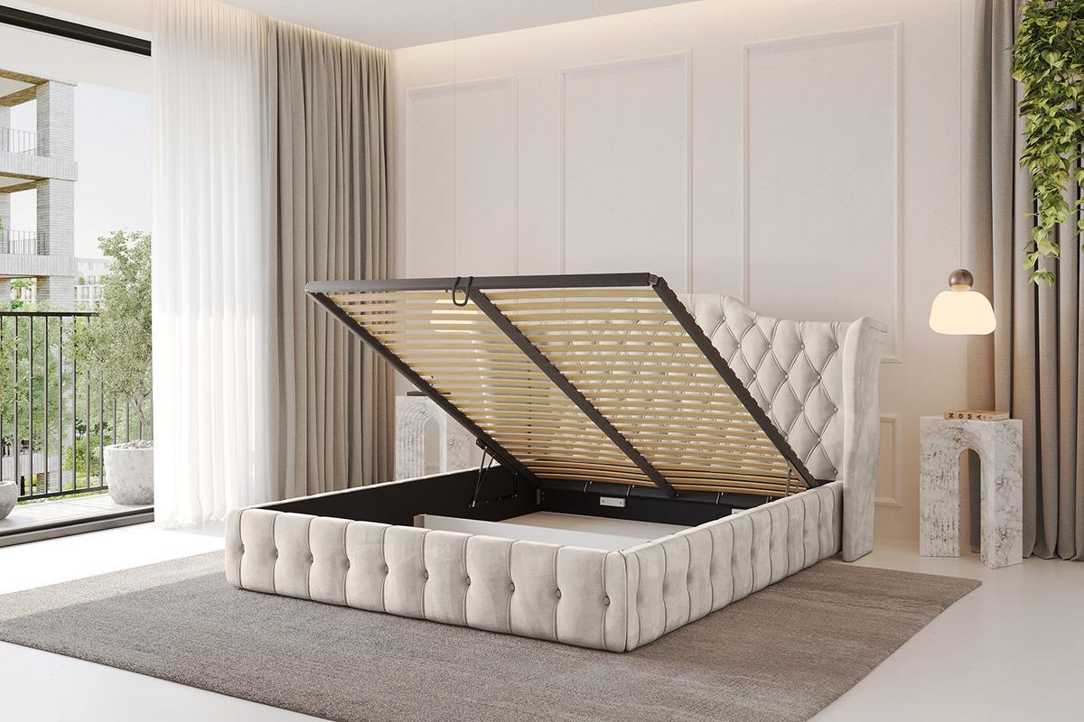POLSTERBETT mit Bettkasten und Lattenrost, Boxbett ohne Matratze - MODY 120x200 Beige - Beige, Holzwerkstoff/Textil (120/200cm) - ALTDECOR