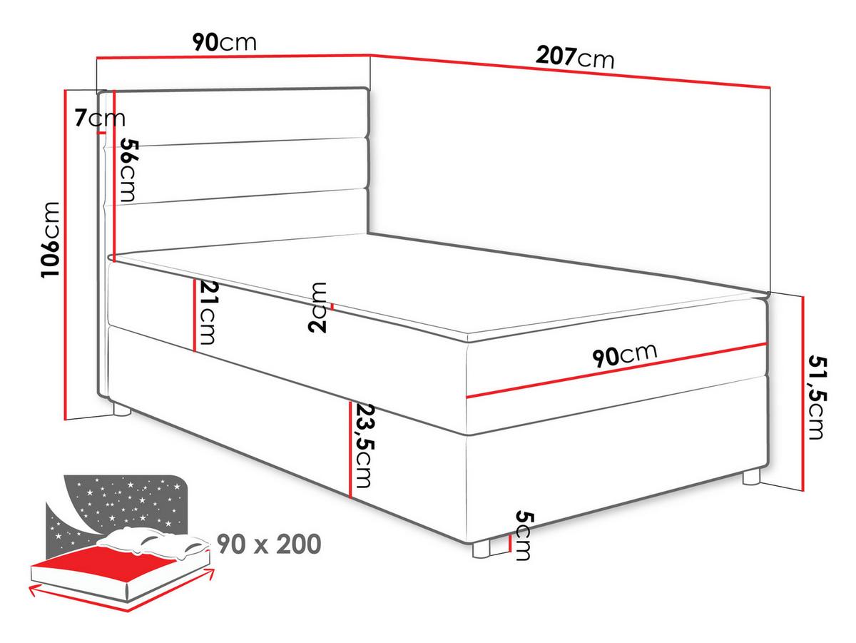BOXBETT Elen - H3 - Beige/Schwarz, Holz/Holzwerkstoff (90/200cm) - MIRJAN24