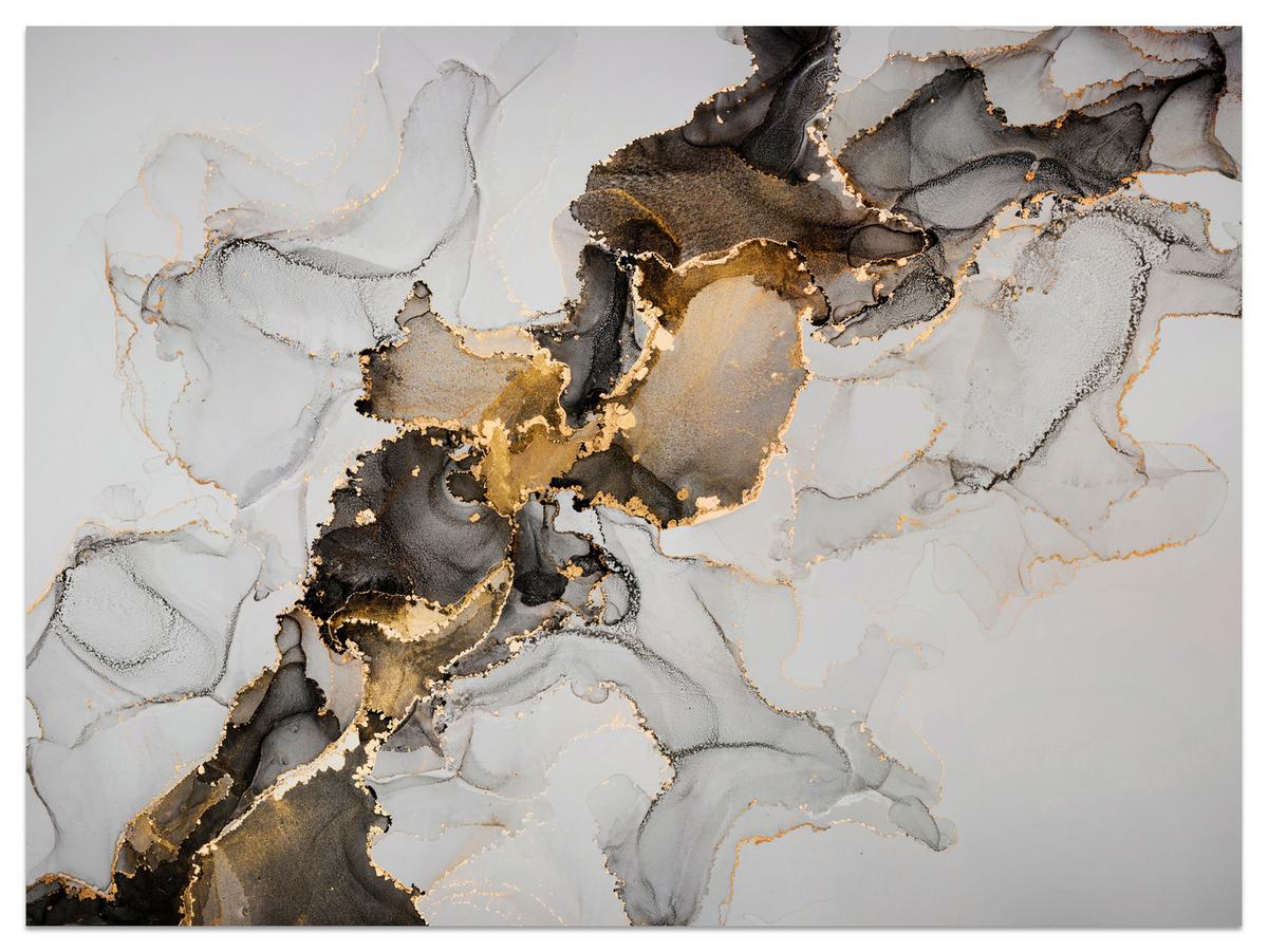 FOTOTAPETE für Badezimmer Moderner Grauer Marmor Gold Schwarz Imitation 500x350 - Beige/Grau, Papier (500/350cm) - Muralo