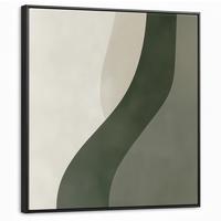 LEINWAND Bilder mit Rahmen - Japandi - Grün - Abstrakt - Modern - 90x90 - Salbeigrün, Textil (90/90cm) - MuchoWow