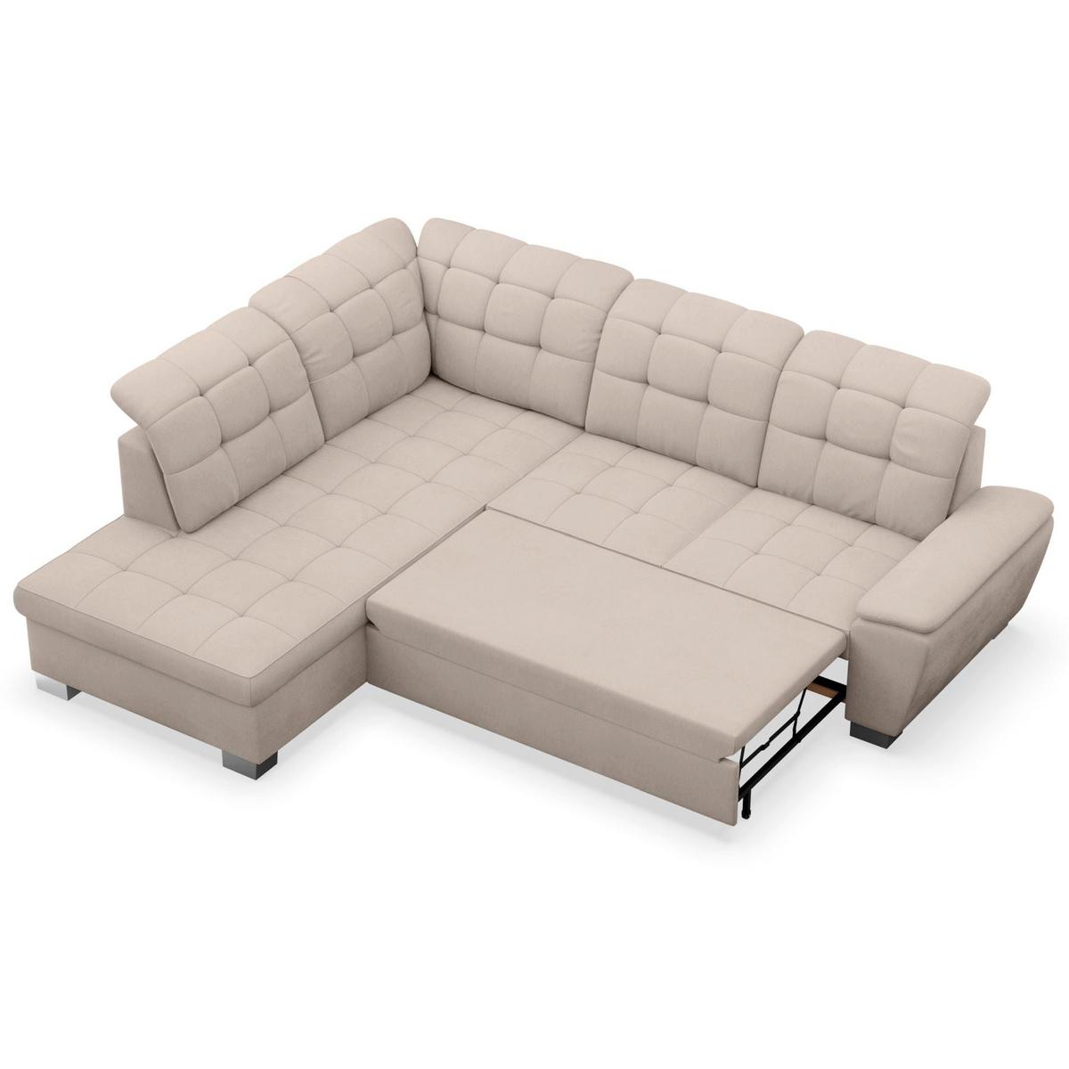 ECKSOFA Jamaal Beige linksseitig - Beige/Schwarz, Textil (258/212cm) - Selsey
