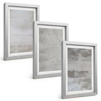 BILDER SET 3er Set - 20x30 cm Silberner Rahmen - Moderne minimalistische Texturen - Silberfarben, Kunststoff (20/30cm) - TULUP