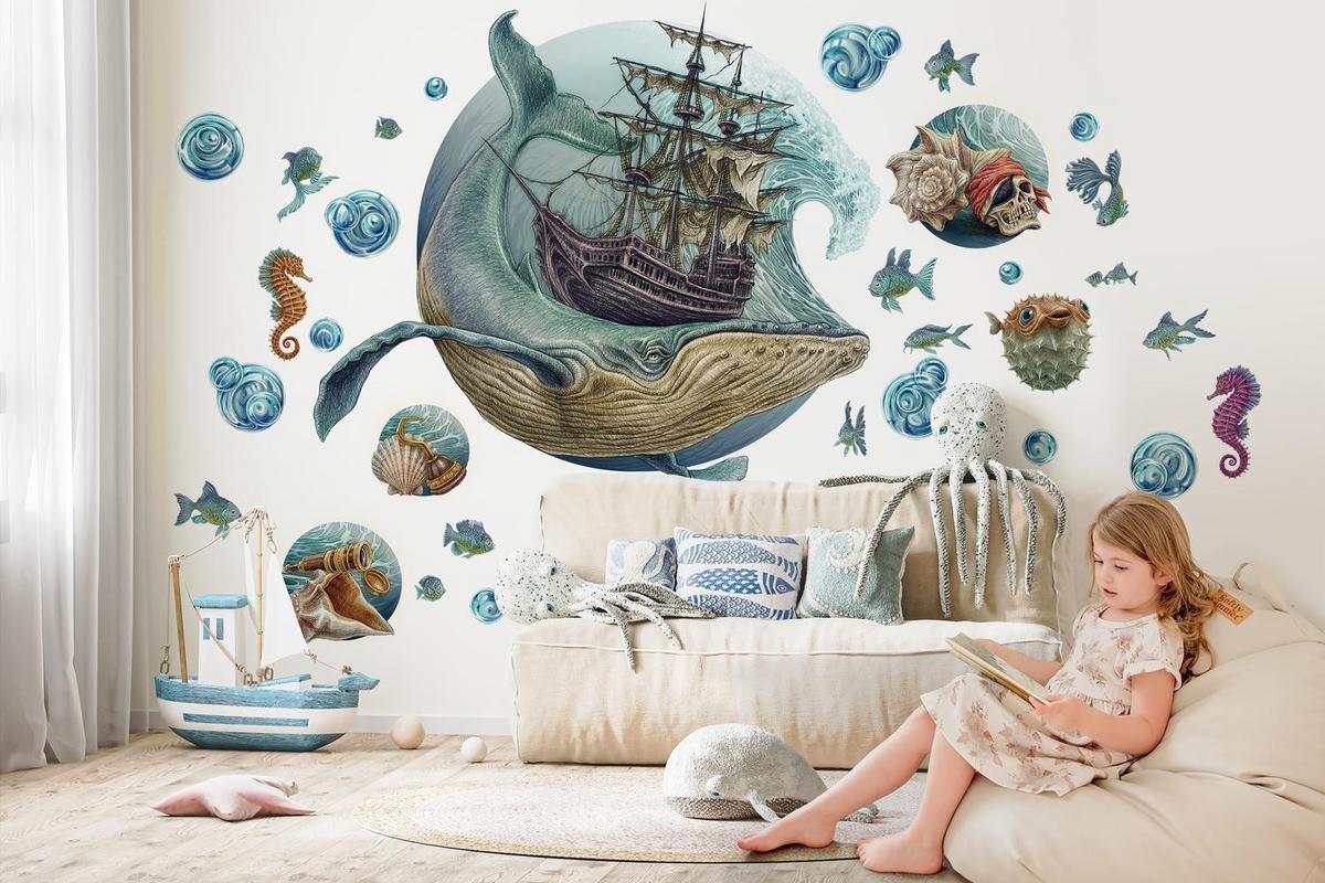 WANDAUFKLEBER 130x159cm - Märchenwelt - Multicolor, Kunststoff (130/159/0.1cm) - Wallfluent