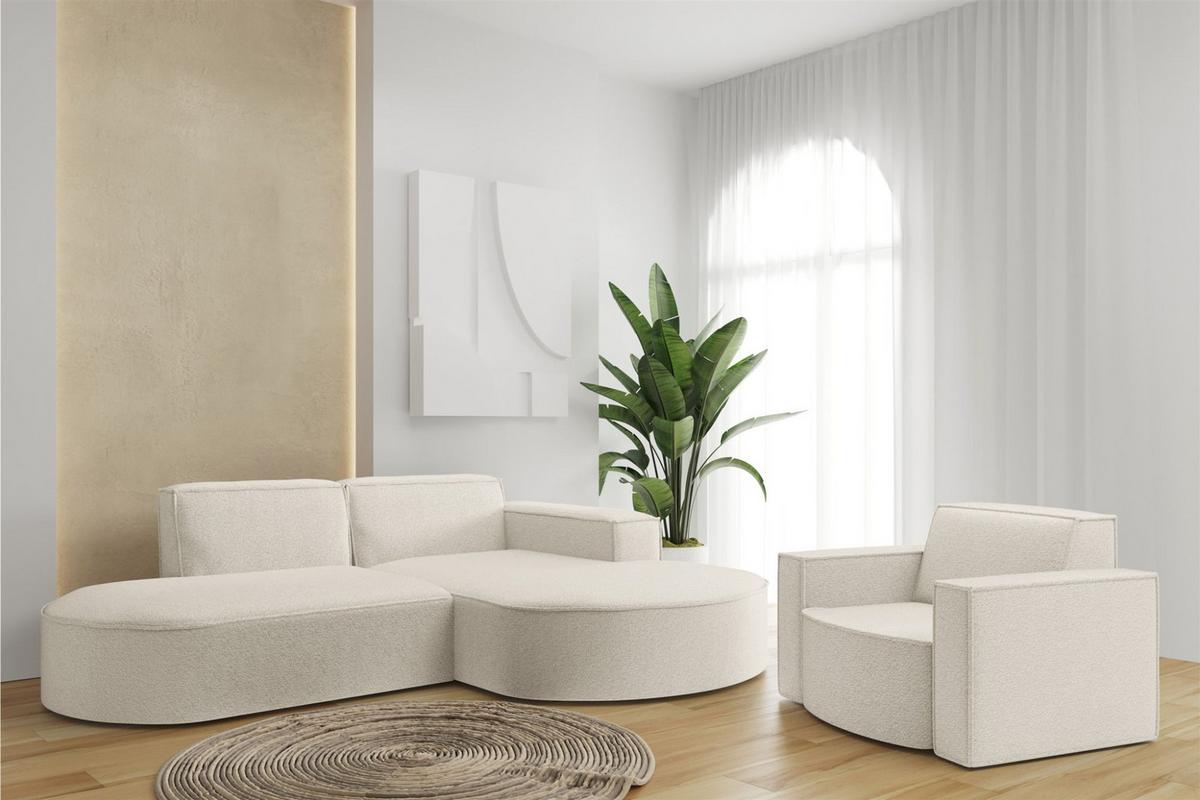 SOFASET Palma Ecksofa Sessel Ascot - Beige, Holzwerkstoff/Textil (236/78/165cm) - Fun Möbel