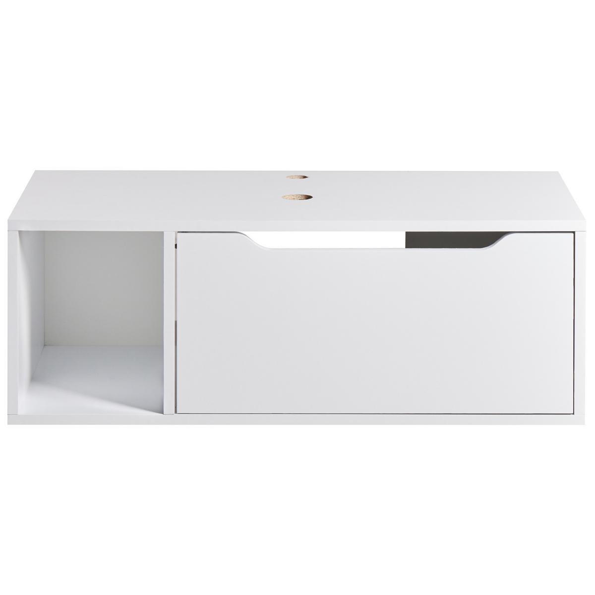 WASCHBECKENUNTERSCHRANK wandmontiertk 80 cm Weiß Cascavel - Weiß, Holzwerkstoff (80/28/40cm) - Beliani