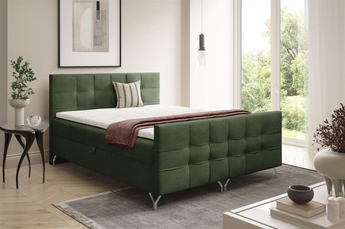 BOXBETT Perla - Grün, Holzwerkstoff/Textil (120/200cm) - Fun Möbel